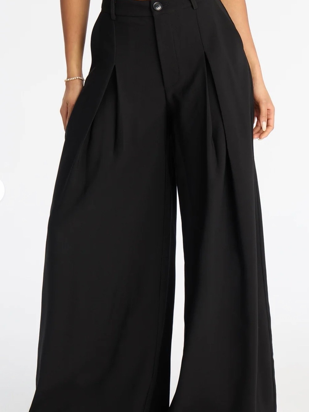 Fashion Nova Wide-Leg High-Waist Trousers - Black- NWT - Picture 2 of 4